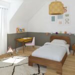 Chambre d'enfant avec vue sur le lit d'une maison individuelle rénovée après intervention de MerciRenov